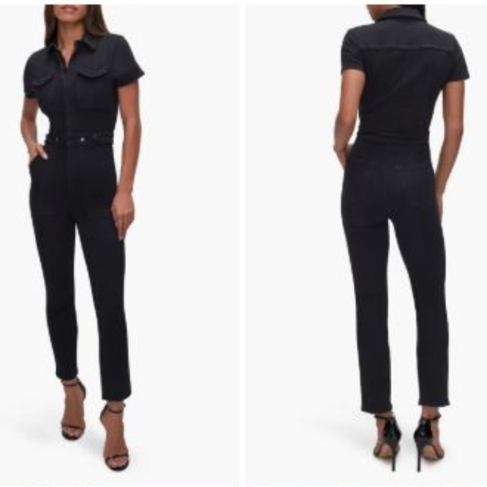 NWT | Good American | Fit For Success Jumpsuit|  Black | XS *Missing snap*